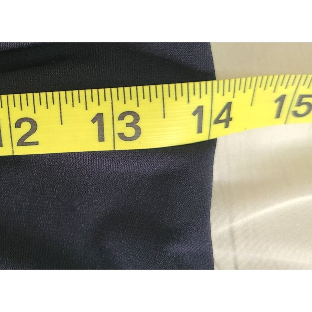 Navy Sequence Eyelash Faux Wrap Cocktail Dress Lace Bodice Sheath Dress Size 10P - Picture 8 of 9